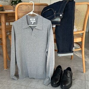 COS textured long sleeve polo/lightweight sweater